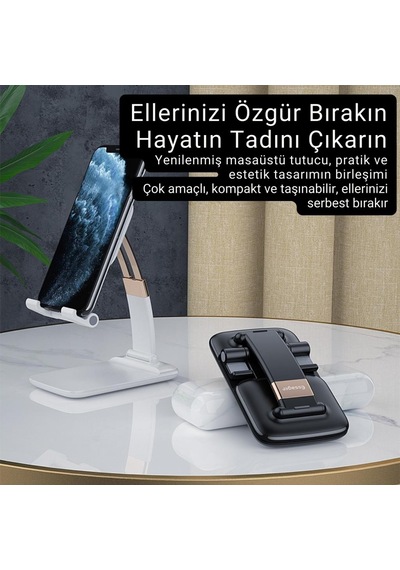 Essager Pro Açı Ve Yükseklik Ayarlı Telefon Ve Tablet Tutucu Stand, Kaydırmaz Masaüstü Dönebilen Stand 1 Adet