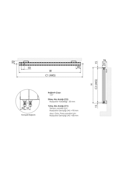 1200mm x 795mm Yüksek Isı Kapasiteli Dekoratif Amber Dikey Aluminyum Antrasit Radyatör