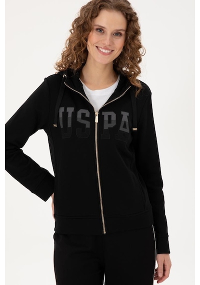 U.S. Polo Assn. Us Polo Assn Kadın Gold Fermuaralı Uzun Kapüşonlu Sweatshirt Lacivert