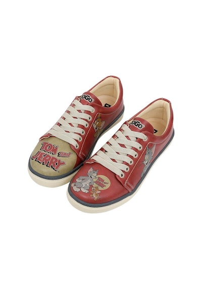 Kadın Vegan Deri Turuncu Sneakers - Warner Bros Tom Ve Jerry Tasarım Çok Renkli