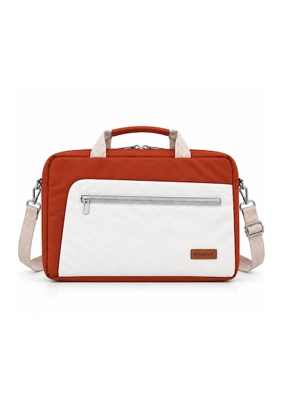 Microcase Macbook Air 15 İnch M4 2025 İle Uyumlu Macbook Taşıma Çantası Darbe Korumalı Omuz Askılı Çok Bölmeli Krem Pembe Al5694 Kiremit