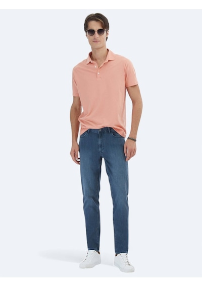 Kip Koyu Petrol Slim Fit Denim Pamuk Karışımlı Pantolon Koyu Petrol