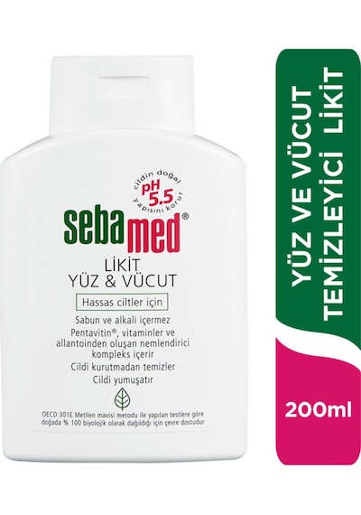 Hassas Ciltler Için Ph5.5 Yüz Ve Vücut Temizleyici Likit 200 Ml