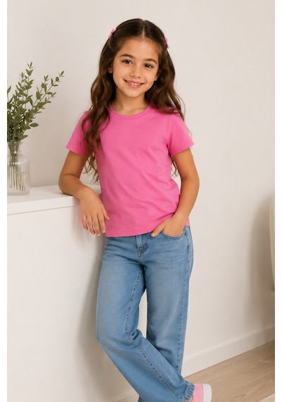Kiagu Pembe Kısa Kol Basic T-shirt- Terletmeyen Esnek Kumaş Pamuklu Mevsimlik Pembe Kısakol Kız Çocuk Tsort Pembe Kiagu Pembe Kısa Kol Basic T-shirt- Terletmeyen Esnek Kumaş Pamuklu Mevsimlik Pembe Kısakol Kız Çocuk Tsort Pembe