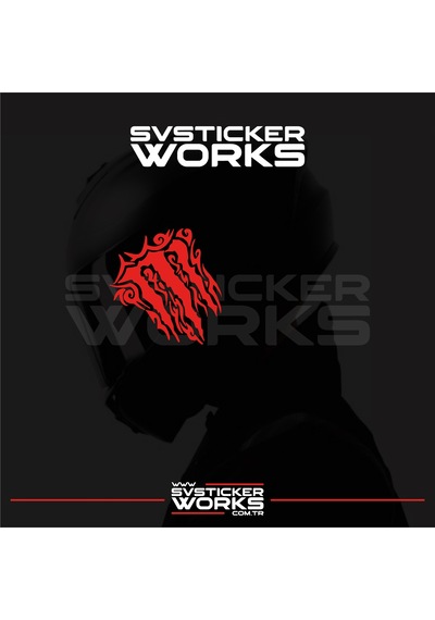 Monster Kask Sticker Tüm Kasklar Uyumlu Tek Yön 1 Adet Kırmızı