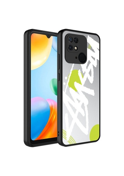 Xiaomi Redmi 10c Kılıf Aynalı Desenli Kamera Korumalı Parlak Zore Mirror Kapak Yazı