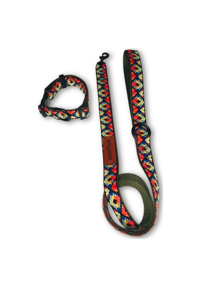 Etnik Desenli Köpek Boyun Ve Gezdirme Tasması Takımı Small
