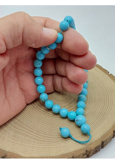 Turkuaz Taşı 33lük Özel Tasarım Tesbih 8mm 4674 Çok Renkli
