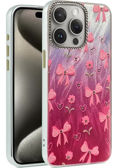 Newface Apple Uyumlu iPad iPhone 15 Pro Max Kılıf Blade Aynalı Desenli Kapak - Desen 3 Pembe