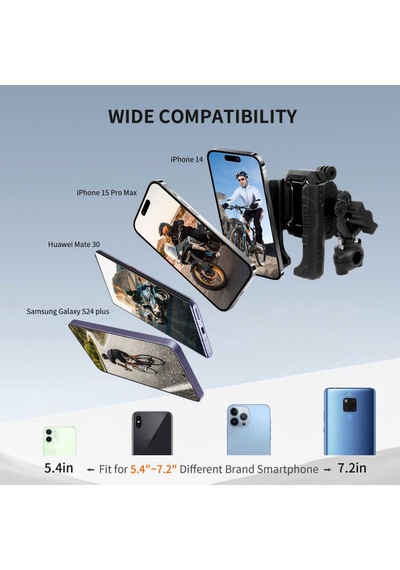Mechrıg 10mm Boru Çapı Uyumlu Motosiklet Dikiz Aynası Telefon Tutucu