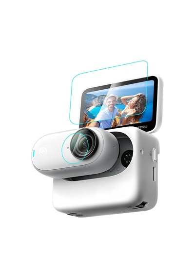 Insta360 Go 3 / Go 3s Puluz 2'si 1 Arada Ekran Ve Lens Temperli Cam Filmi Şeffaf Çok Renkli