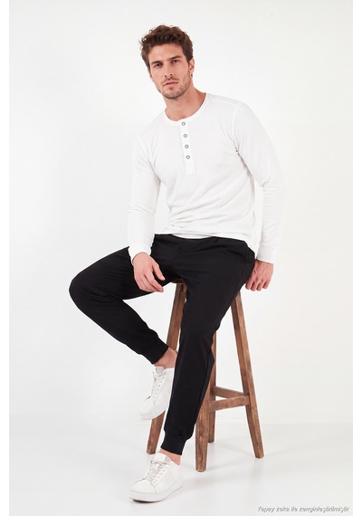 Buratti Pamuklu Regular Fit Düğmeli Bisiklet Yaka Sweat Erkek Sweat 5905852 Ekru