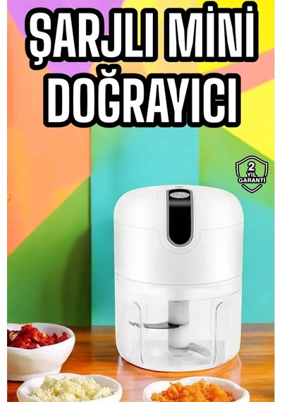 Şarjlı Portatif Doğrayıcı Mini Pratik Rondo El Doğrayıcı Üç Bıçak