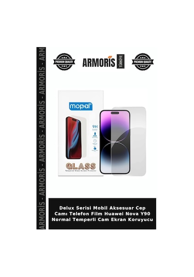 Delux Serisi Mobil Aksesuar Cep Camı Telefon Film Huawei Nova Y90 Normal Temperli Cam Ekran Koruyucu