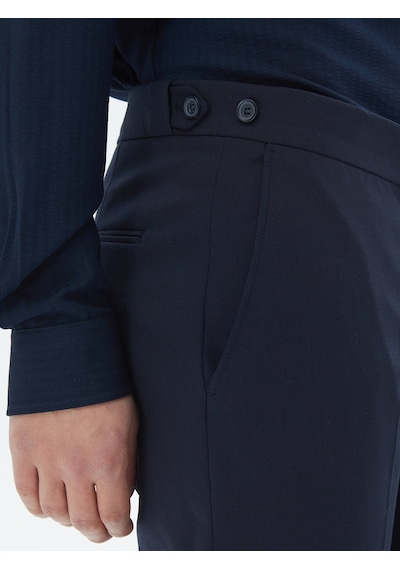 Kip Lacivert Dokuma Regular Fit Casual Pantolon Lacivert
