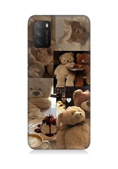 Xiaomi Poco M3 Uyumlu Sevgili Aşık Ayılar Desenli Silikon Kılıf
