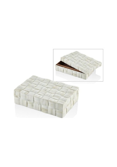 La Medore Hasır Desen Buyuk Beyaz Kutu 30x20x8,5 Cm