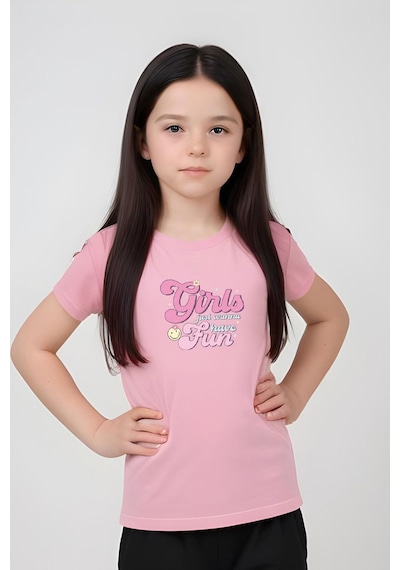 Fyk Kids Kız Çocuk Yuvarlak Yaka Baskılı Girls Fun Alt-üst Pijama Takımı Açık Pembe
