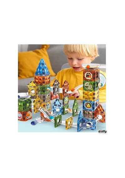 Giffy/manyetik Oyuncak Manyetik Blok Seti Stem Oyuncak 60 Parça -magic Magnetic Blocks