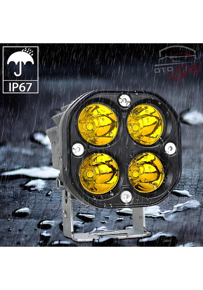 3 İnç 40w Kare Led Çalışma Ve Sis Lambası - 3500k Sarı Işık 4000lm / 4 Xhp50 Led