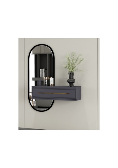 Glow 70cm Duvara Monte Kapaklı Raflı Modern Dresuar Antrasit-altın Antrasit-altın Glow 70cm Duvara Monte Kapaklı Raflı Modern Dresuar Antrasit-altın Antrasit-altın