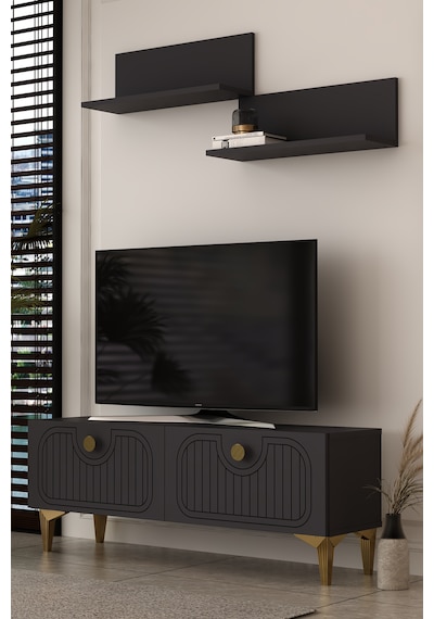 120dhdtür3ba 120 Cm Hera Lazer Desenli Raflı Tv Sehpası,ünitesi Antrasit - Altın 120dhdtür3ba 120 Cm Hera Lazer Desenli Raflı Tv Sehpası,ünitesi Antrasit - Altın