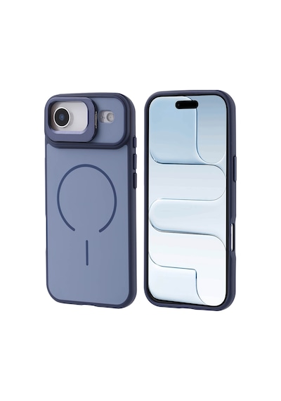 Zore Apple iPhone Uyumlu 17 Air Kılıf M-safe Şarj Özellikli Kamera Standlı Omsy Notron Kapak - Lacivert