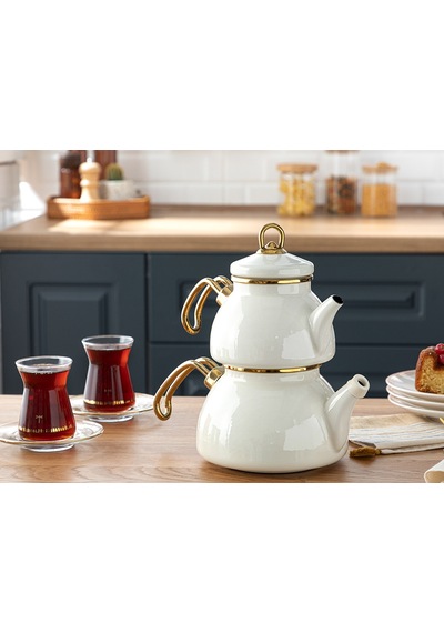 English Home Perro Emaye Mini Çaydanlık 0.5 Lt 1 Lt Beyaz