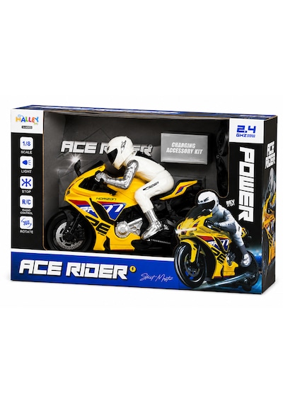 Ace Rider 2.4 Ghz Uzaktan Kumandalı Işıklı Spor Motosiklet Açık Sarı