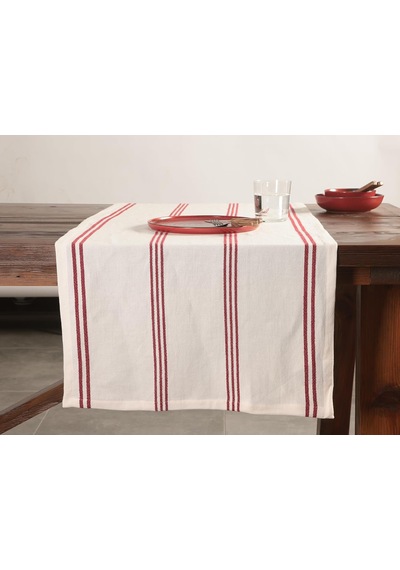 Chantilly Kırmızı Çizgili Pamuk Runner 50x150cm Çok Renkli