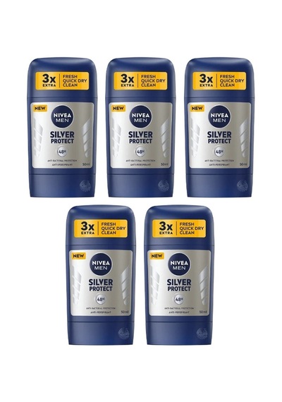 Nivea Silver Protect 48H Erkek Roll-On Deodorant 5 x 50 ML