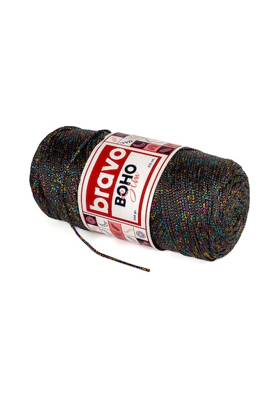 Boho Simli Polyester Makrome İplik 200 Gr 270 Metre Renk Kodu: 067m Koyu Gri Multicolor