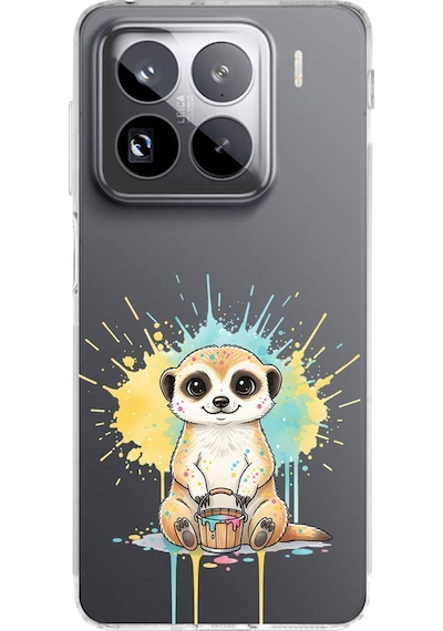 Xiaomi Mi 14 Pro İle Uyumlu Splash Mirket Tasarımlı Şeffaf Silikon Kılıf Şeffaf