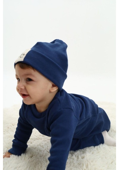 My Kids Wear Fitilli Unisex Bebek - Çocuk Üçlü Takım Krem - Turkuaz