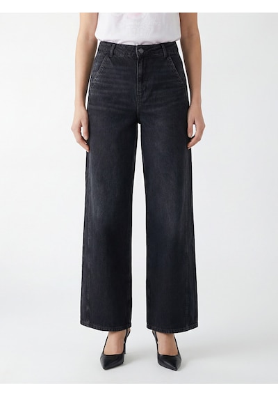 Lcw Jeans Siyah Wideleg Kadın Jean Pantolon