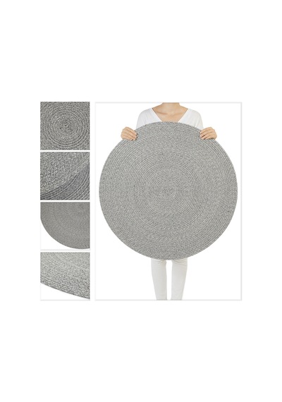 Ocean Home Textile Yıkanabilir Gri Kırçıllı Pamuklu Halı Kilim 80 Cm Çap