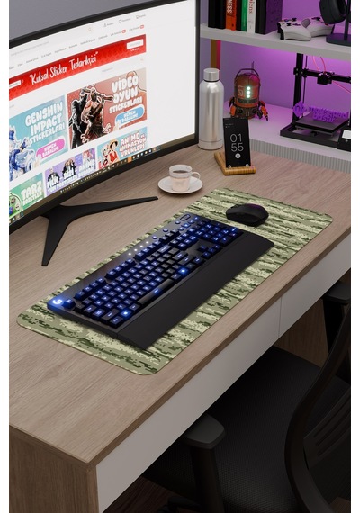 Kamuflaj Kaymaz Dikişli Kauçuk Oyuncu Mousepad V3 - 70x30 Xl Gaming Mouse Pad Fare Altlığı