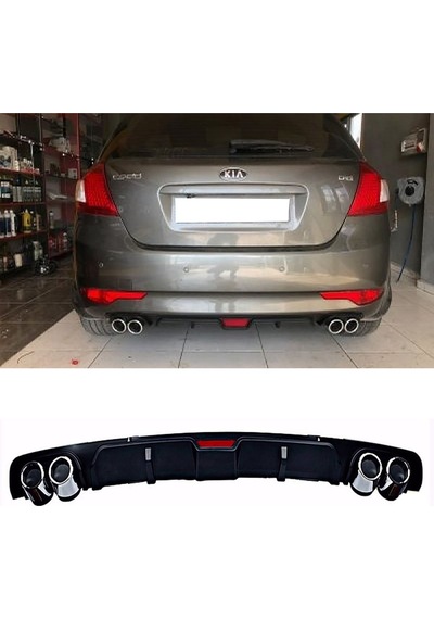 Kia Ceed Siyah Difüzör 4 Krom Egzoz Görünümlü Difizör Arka Ek Body Kit 2008 - 2012