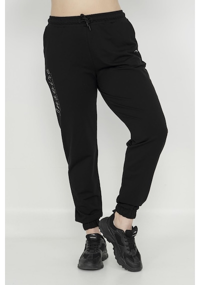 Maraton Sportswear Büyük Beden Kadın Lastik Paça Basic Siyah Eşofman Altı 21171-siyah Siyah