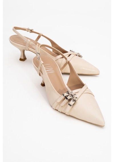 Luvishoes Luvi Shoes Woss Bej Cilt Kemer Detaylı Kadın Topuklu Ayakkabı BEJ CILT Bej