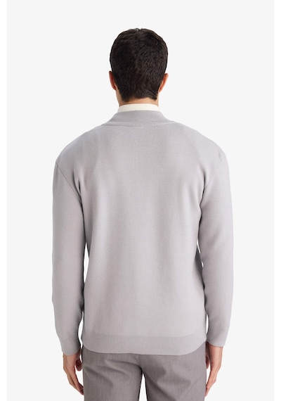 Defacto Standart Fit Fermuarlı Dik Yaka Triko Kazak G5283ax25wngr184 Gri-gr184