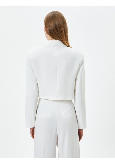 Koton Crop Blazer Ceket Düğmeli Kruvaze Kırık Beyaz 4sak50015uw 4SAK50015UW001 Ekru