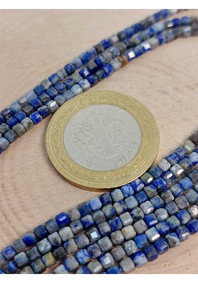 Bileklik Boy Lapis Taşı Küp Şekilli Dizi 2mm 45308 Yarım Dizi 17cm Uzunluğundadır Çok Renkli