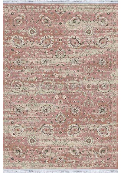 Pembe Vintage Dokuma Pamuk Tabanlı Kaymaz Kilim Klm304n11