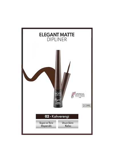 Note Cosmetique Elegant Matte Dipliner Waterproof Suya Dayanıklı - 02 Coffee Brown - Kahverengi