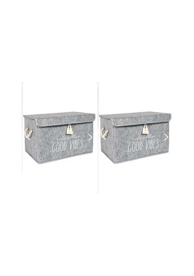 Sözok Ticaret 2 Adet Keçe Kapaklı Kutu Mini Gri (35X24X24Cm) Als-Kk-Min-Gri Çok Renkli