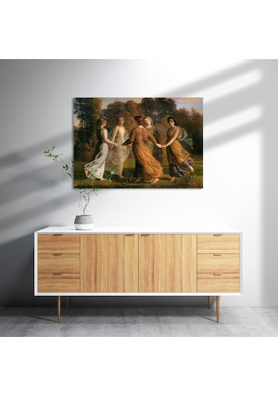 Cakasepetim Louis Janmot Bahçede Çember Halindeki Genç Kızlar Ahşap Mdf Tablo