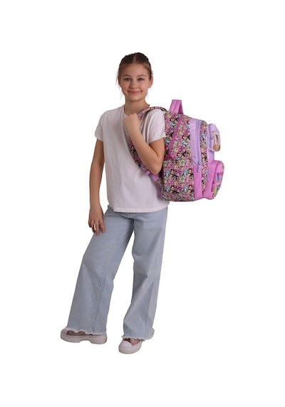 Kaukko Kids Beş Bölmeli Kız Çocuk Nagy Baskılı Pembe İlkokul Okul Sırt Çantası - L5333