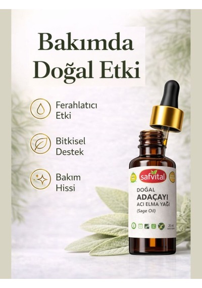 Safvital Adaçayı / Acı Elma Yağı 20 Ml Bitkisel Bakım Yağı Saç Ve Cilt Bakımına Uygun Yoğun Antiseptik İçerik
