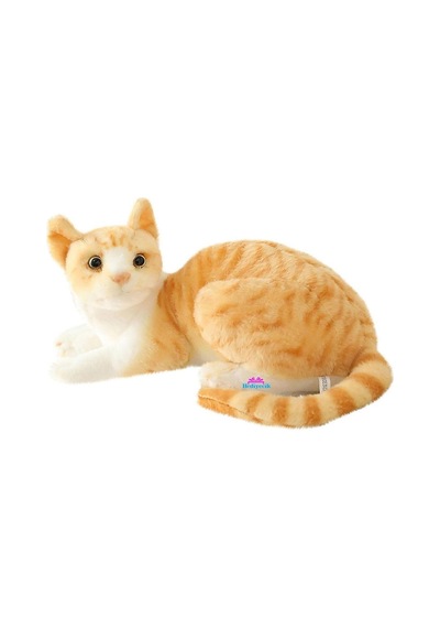 Hediyecik Gerçek Görünümlü Peluş Kedi Sarı Tekir 40 Cm, Sarı